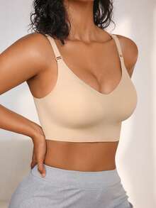 1pc NudeFit Women's Minimalist Comfortable Backless Seamless Adhesive Cup Bra - Apricot - View 7