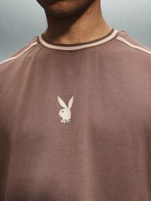 PLAYBOY X SUMWON Camiseta de tirantes con logo de conejo, cuello redondo, ribete de contraste, casual de verano para uso urbano - Marrón - Ver 6