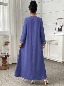 Al Najma Casual Floral Print Flare Sleeve Modest Arabic Style Dress Turkish Dress Modest Dress Caftan Dress Arabian Dress - Multicolor - View 2