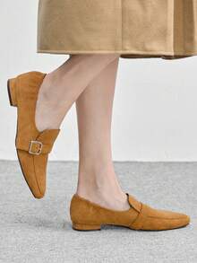 CUCCOO BIZCHIC Women's Buckle Design Casual Fashionable Flat Shoes Valentine's Day - Brown - View 3