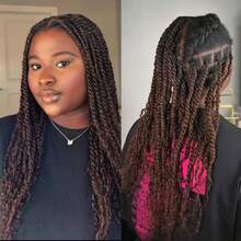 Boho Braids 波西米亚风辫子 1件装 非洲卷曲散装真人发接发，适用于迷你扭辫、脏辫，3C 4C 卷曲非洲卷曲散装编织发，适用于保护性发型，50克/件，自然黑色、棕色、金色扭辫发，柔软的巴西真发 - 彩色 - 查看 40