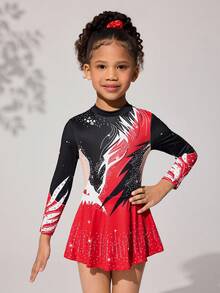Bộ đồ thể thao tập luyện thi đấu thể dục nhịp điệu chuyên nghiệp phối màu tương phản dành cho bé gái. - Nhiều màu - Xem 4