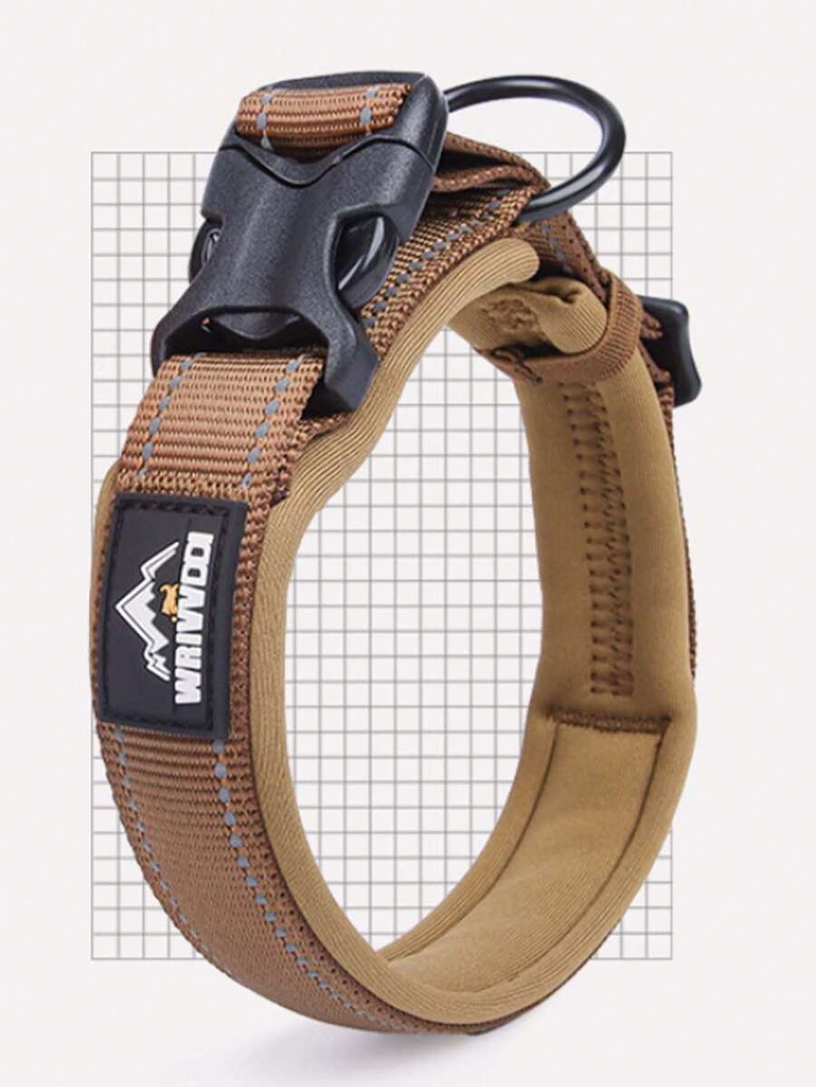 1pc Premium Dog Collar, Tactical Dog Collar With Handle And Heavy Duty Quick Release Metal Buckle, Thick, Adjustable, Reflective, Suitable For Medium To Large Dog Training - Multicolor - View 1