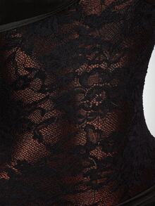 Amplova Women's Lace Blouse With Vintage Red Sheer Drawstring Hem Mini Bodycon Dress, Boho Style For Party - Black - View 9