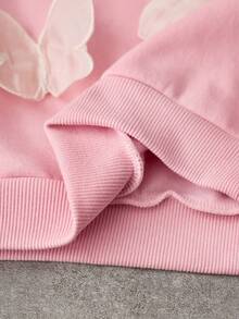 Maija Young Girl Butterfly Decor Crew Neck Sweatshirt - Pink - View 6