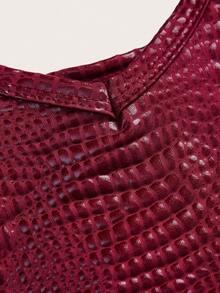 Slaydiva Burgundy Summer 70s Party Women's Textured PU Gathered V-Neck Tank Top,Street Style Slim Fit Casual Sleeveless Shirt For Dates,Club,Nightclub,Outings - Burgundy - View 5