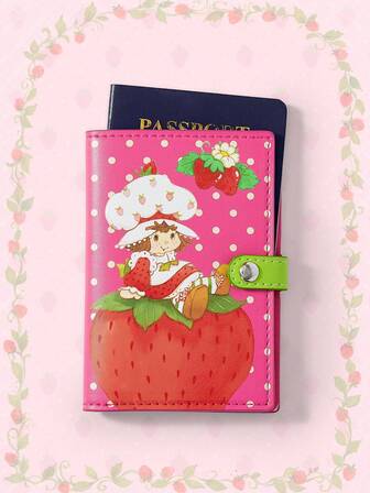 Titular de pasaporte grande, portátil y lindo con estampado de lunares rojos y de dibujos animados