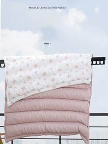 1个可折叠壁挂式晾衣架，阳台折叠式晾衣架，免钻孔铝合金可折叠衣架，可伸缩晾衣架，室内/室外节省空间 - 黑色 - 查看 4