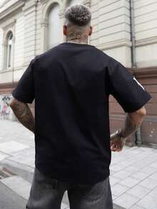 Artur Kramer 男士休闲百搭简约图案印花短袖T恤 - 黑色 - 查看 3