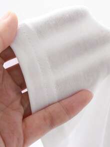 Livesso Women's Solid Color V-Neck Short Sleeve Casual Loose T-Shirt,Business Casual Women Preppy Tops - White - View 6