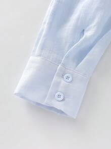 SHEIN Franclia Women's Casual Collared Pleated Shirt And Long Strap Dress Set, Spring/Summer - Blue - View 6