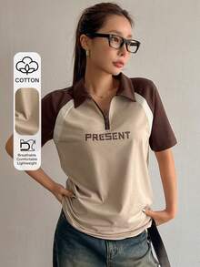 DAZY Women's Printed Color Block Short Sleeve T-Shirt Summer,Crop Tops Women - Multicolor - View 1