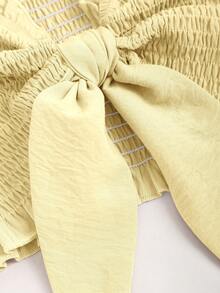 Sweetra Women's Solid Color Tube Top & Shorts 2 Pieces Set, Fitted, Summer - Pale Yellow - View 4