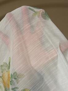 Aveloria Rosie 优雅复古法式野餐度假风春夏重磅薄纱质感印花撞色荷叶边V领长裙（女款） - 白色 - 查看 7