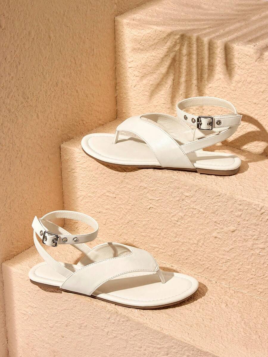 HighSole Dép xăng đan đế bằng quai ngang đa năng dành cho nữ. - trắng - Xem 1
