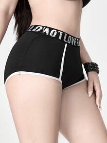 ROMWE Women's Dark Gothic Star Ribbon High Elastic Leggings - Black - View 5