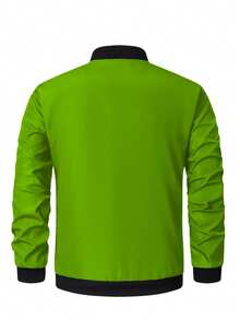 Manfinity Homme Chaqueta casual de manga larga con contraste de color para hombre - Verde Oliva - Ver 5