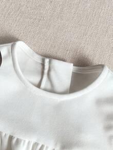 SHEIN Đầm tay ngắn in hình trái tim phong cách thường ngày mùa hè cho bé gái. - trắng - Xem 11