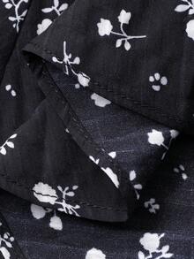 DAZY Women's Black Asymmetrical Ditsy Floral High Waist A-Line Mini Skirt, Summer - Blue - View 8