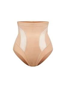 SHAPORA 1pc Women's Solid Color High Waist Shaping Briefs - Apricot - View 8