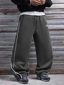 AXEPEAK Men's Contrast Trim Casual Sweatpants - Dark Grey - View 4