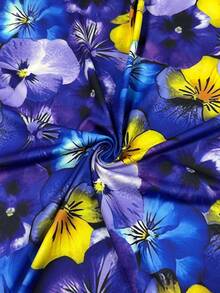 Women's Summer Knitted Patchwork Printed Mid-Length Dress - Multicolor - View 4