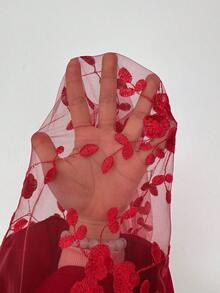 Elenzga Women's Elegant Deep V-Neck Lace Patchwork Long Sleeve High Slit Dress, Suitable For Graduation, Holidays, Valentine's Day, Music Festivals, Mother's Day, Thanksgiving, Easter, National Day, Balls, Dates, Parties, Weddings, Outdoor Activities, Spring/Summer - Red - View 7