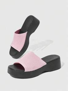 Women's Fashionable Thick Sole Wedge Sandals, Versatile For Daily Wear - Mauve Purple - View 3