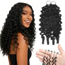 杰瑞卷发，100%真人发丝，羽毛线钩编发辫，沙龙级丝滑无缝隐形自然黑色，适合发量较少的女性，微环钩编真人发接发 - 彩色 - 查看 75