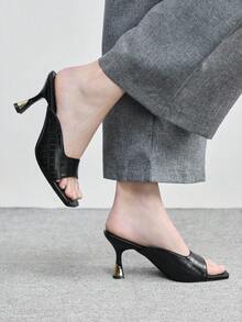 CUCCOO BIZCHIC Women's Black Open Toe High Heel Sandals, Outdoor Thick Sole Non-Slip Casual Beach Slippers, Spring/Summer - Black - View 5