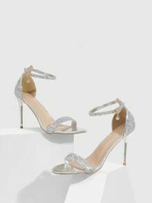 CUCCOO SZL Giày sandal cao gót dành cho nữ - Bạc - Xem 6