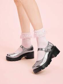 CUCCOO DOLLMOD 时尚女式萝莉鞋 白色厚底鞋 度假鞋 夏季Y2K朋克风酷炫街头运动风 圣诞节 秋季 新年 假日 - 灰色 - 查看 3