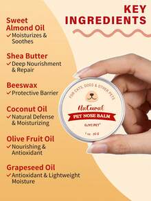 PETSIN 宠物鼻部润肤膏，适用于犬猫 - 舒缓鼻部和爪垫，蕴含天然蜂蜡、椰子油和乳木果油 | 修复干燥、皲裂的鼻子和爪垫 | 温和可舔舐的保湿霜，1盎司 - 白色 - 查看 2