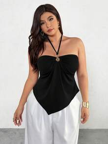 Firerie 大码女式金属装饰时尚吊带背心 - 黑色 - 查看 4