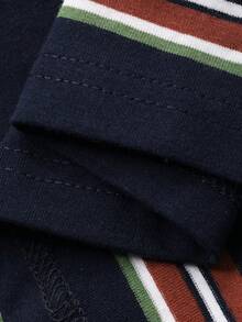 FRIFUL Áo thun polo cổ rộng dáng suông kẻ sọc vai rớt dành cho nữ - Màu xanh lam - Xem 9