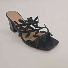 Rosivie 女士优雅通勤藤蔓高跟凉鞋 - 黑色 - 查看 13