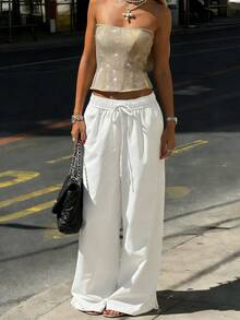 INAWLY Women's Summer White Autumn Loose Wide Leg Pants,Chic Classy Vacation Casual Pants,Elegant Formal Business Office Wear,Versatile Party Wear - White - View 3