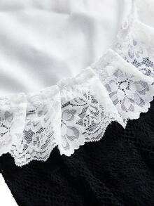 Fantasy Costume Bộ 5 món đồ hóa trang hầu gái gợi cảm, khoét lỗ, chất liệu lưới xuyên thấu. - Đen và trắng - Xem 3