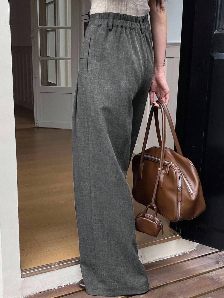 Women's Casual Solid Color Wide Leg Pants, Spring/Summer