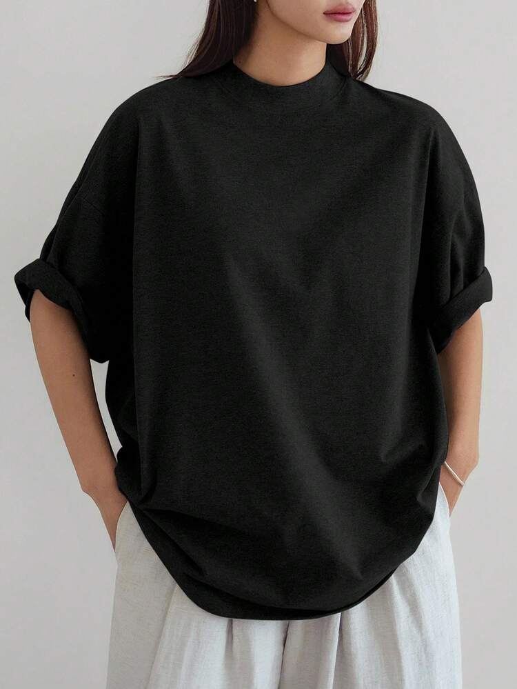 Women's Loose Casual Basic Solid Color Short Sleeve T-Shirt, Suitable For Spring, Summer And Autumn Business Casual Woman