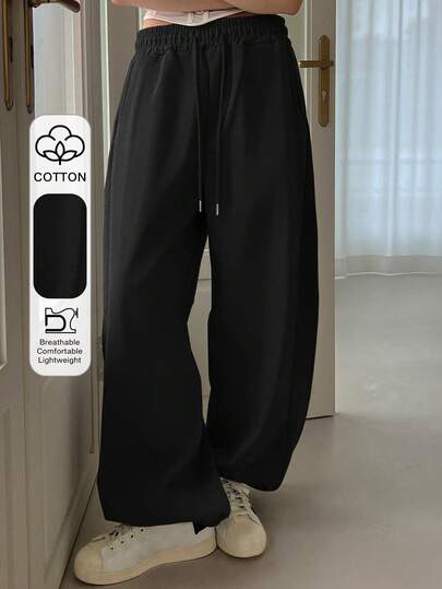 DAZY 女式抽绳腰斜口袋运动裤慢跑裤