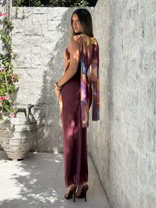 Aloruh Wine Red Sleeveless Dress, Ankara Red Party Dress For Valentine's Day And New Year - Burgundy - View 4
