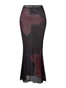 Swim Oasis 女士三件套泳装：印花露背深V领荷叶边比基尼上衣和裙子，时尚、性感、甜美，适合海滩/度假 - 彩色 - 查看 5