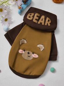 PETSIN 1 buah Sweatshirt Hoodie Hangat Bertema Hewan dari Polyester, dengan Cetakan Huruf, Cocok untuk Kucing dan Anjing, Baik di Dalam Maupun di Luar Ruangan. - Coklat - View 5