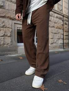 Artur Kramer 2 buc/set pantaloni casual din catifea reiată pentru bărbați, cu picior drept, pantaloni de trening versatili, croială lejeră, pentru primăvară și toamnă - Multicolor - Vizualizare 1