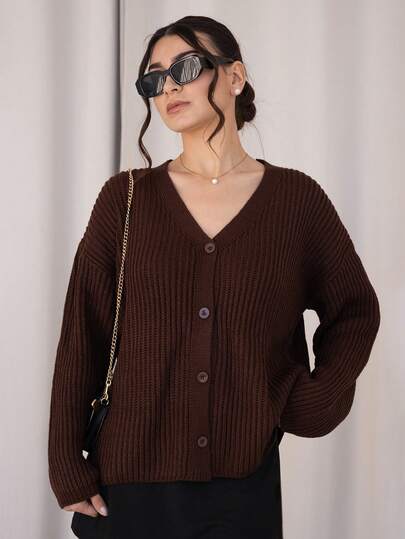 Andrea Bello 超大款粗针织开衫上衣，优雅春假可爱性感90年代春夏宽松机场秋夜外出秋冬日常工作时尚毛衣