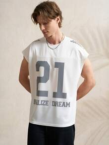 Manfinity Dauomo Men's Minimalist Printed Round Neck Short Sleeve Tank Top - White - View 5