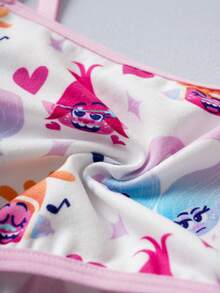 SHEIN Trolls Tween Girl Heart & Cartoon Graphic Camisole Bralette Underwear - Black - View 7