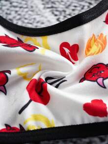 SHEIN HOT STUFF 4pcs/Set Young Girl Cartoon Pattern Contrast Binding Undershirt Top - Pink - View 9
