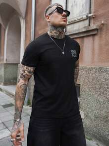 Artur Kramer Kaos Kasual Pria Kerah Bulat untuk Berpergian - Hitam - View 4